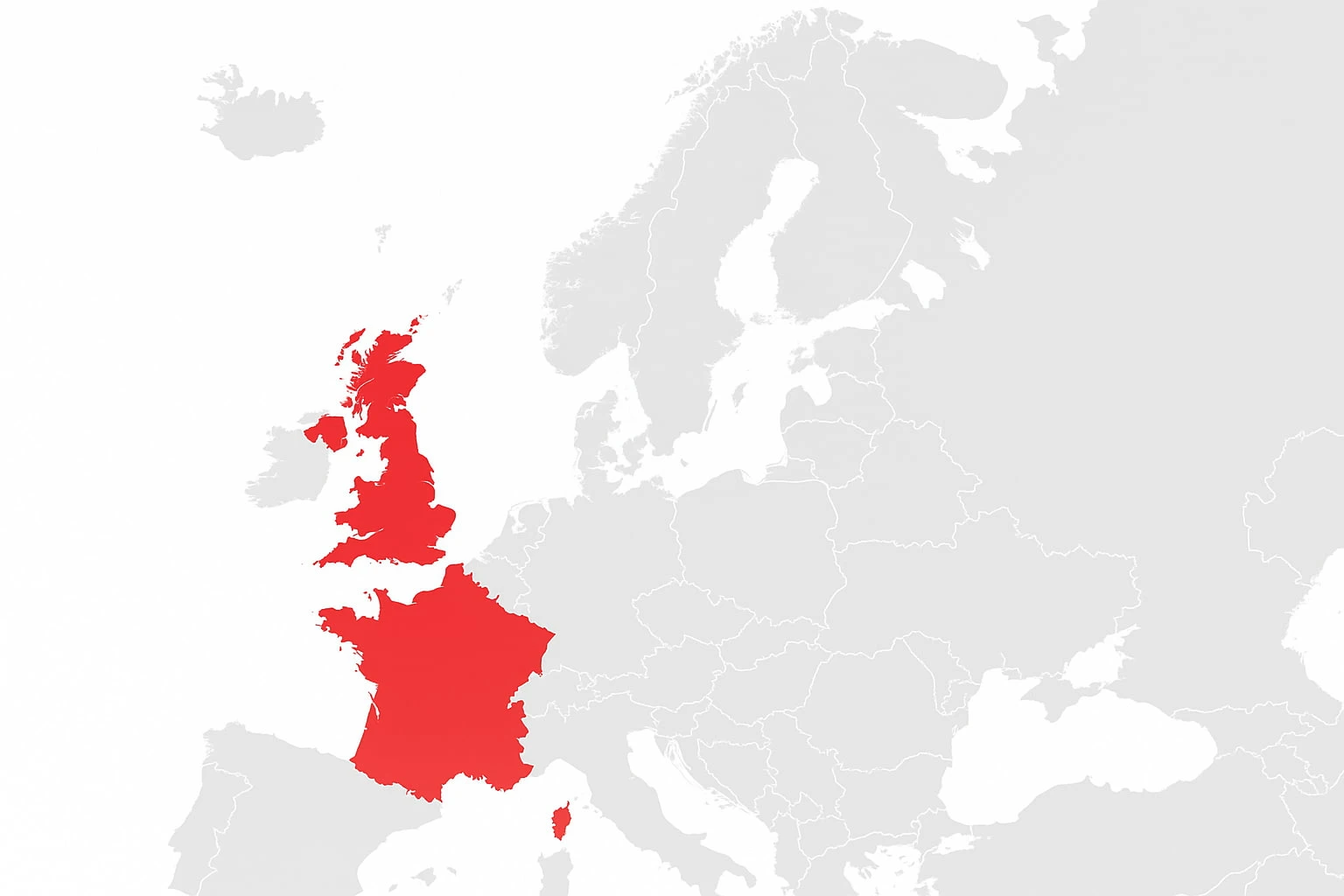 UK and France Coverage Map showing GRS Fleet Telematics service areas