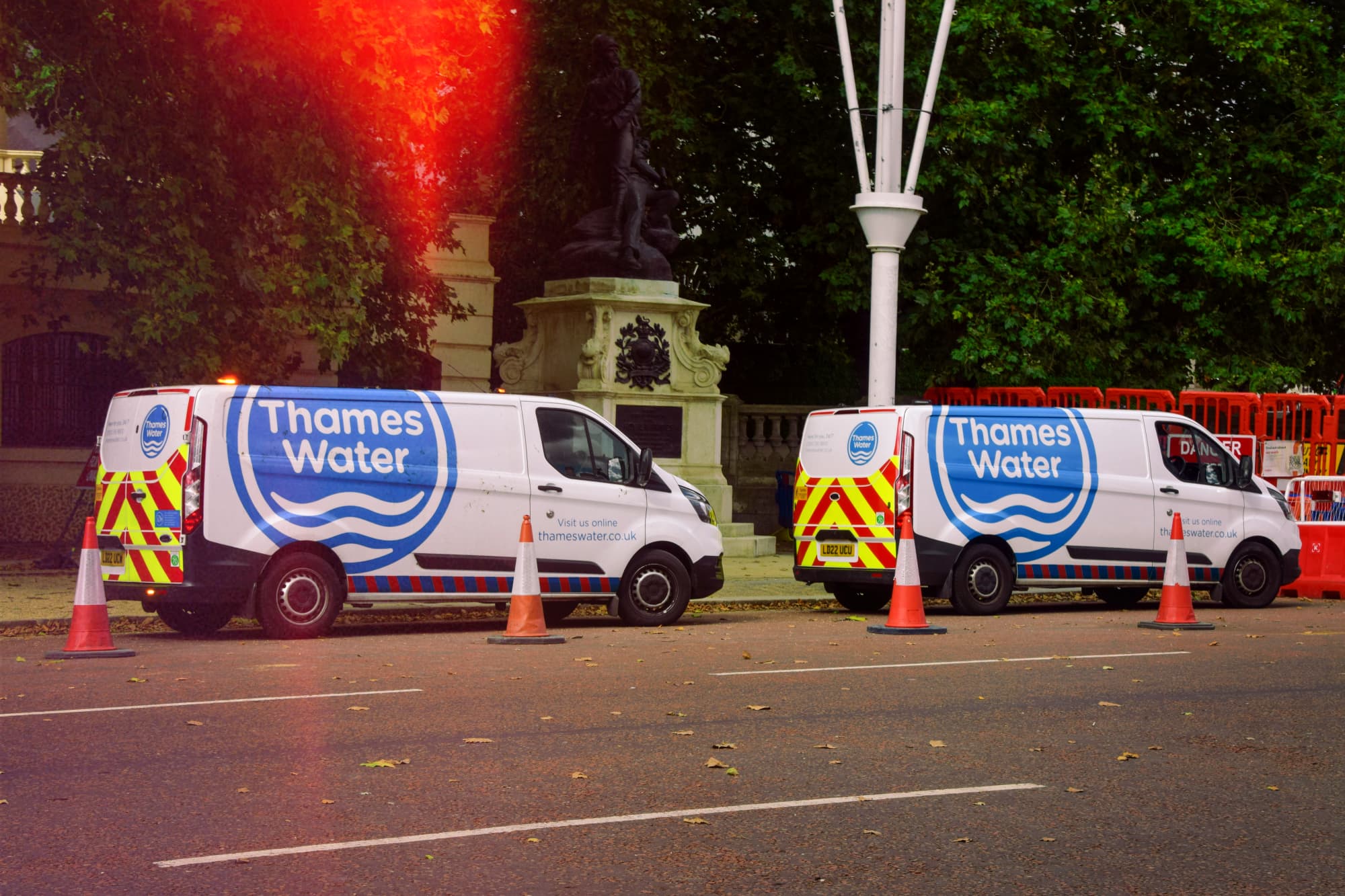 Thames Water service vans with GPS tracking systems for optimized public utility operations
