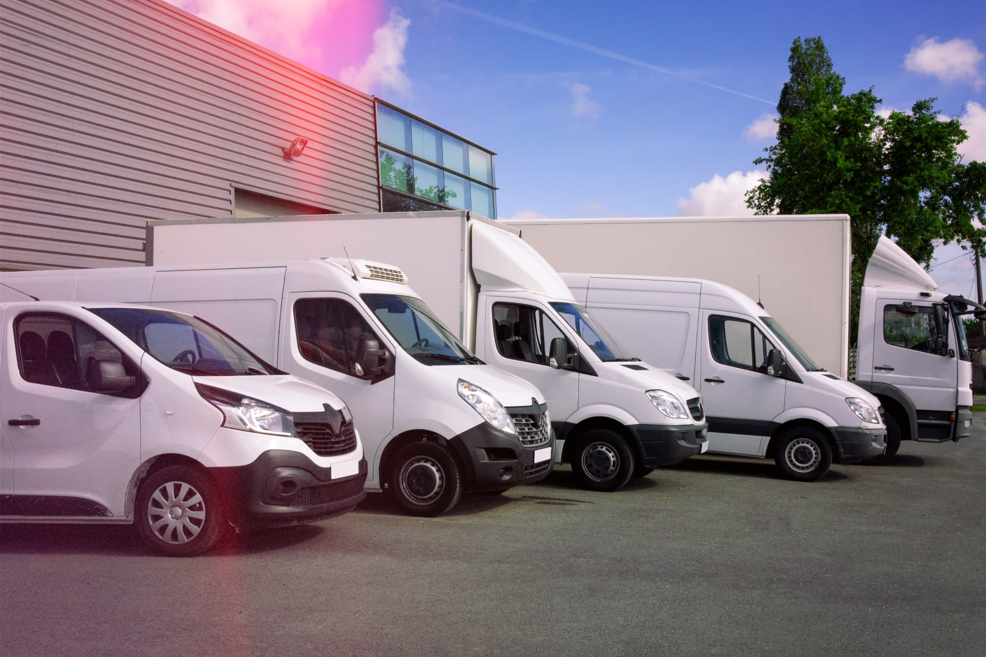 GRS Fleet Telematics van tracking solutions across multiple industries Fleet of commercial vans equipped with van tracking systems for efficient fleet management