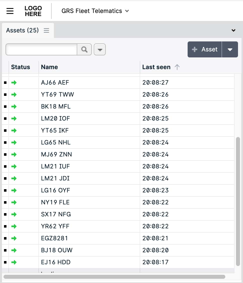 White-label car tracking system interface showing customisable fleet management platform